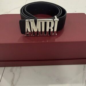 Amiri MA Logo Gold Belt Vegan Leather Size 32